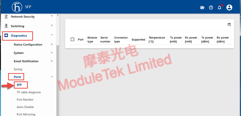 GUI查看光模块信息