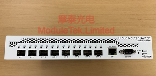 Front panel of MIKROTIK CRS309-1G-8S Switch