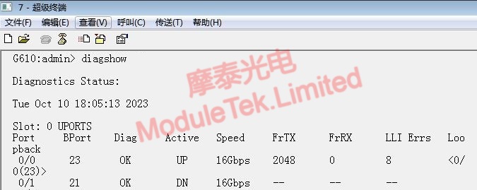 Port rate is 16G, Brocade 57-0000088-01 Optical Module Link status on Brocade G610 switch