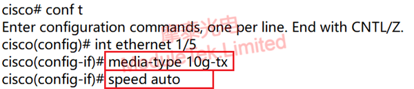CISCO SFP-10G-T-X Module Configuration Rate