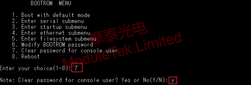 Clear password for console user